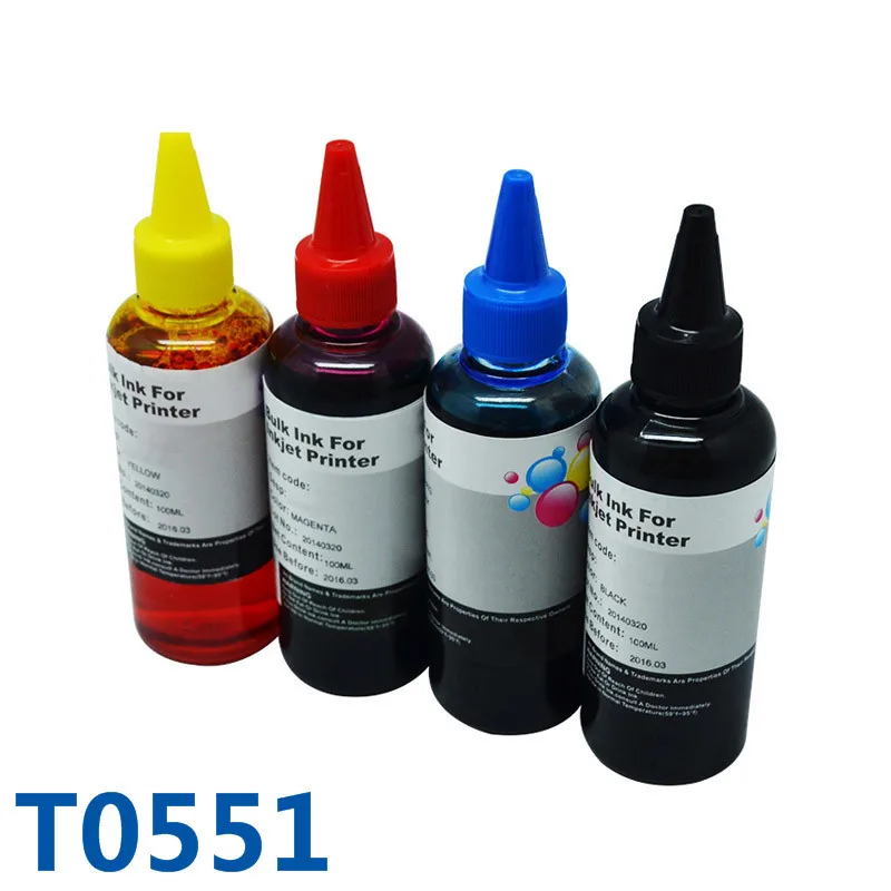 Hot Sale 4X100ml T0551 For Epson Printer Ink Refill Ink Kit For Epson Stylus Photo R240/RX420/RX425/RX520 For Epson Bulk Ink