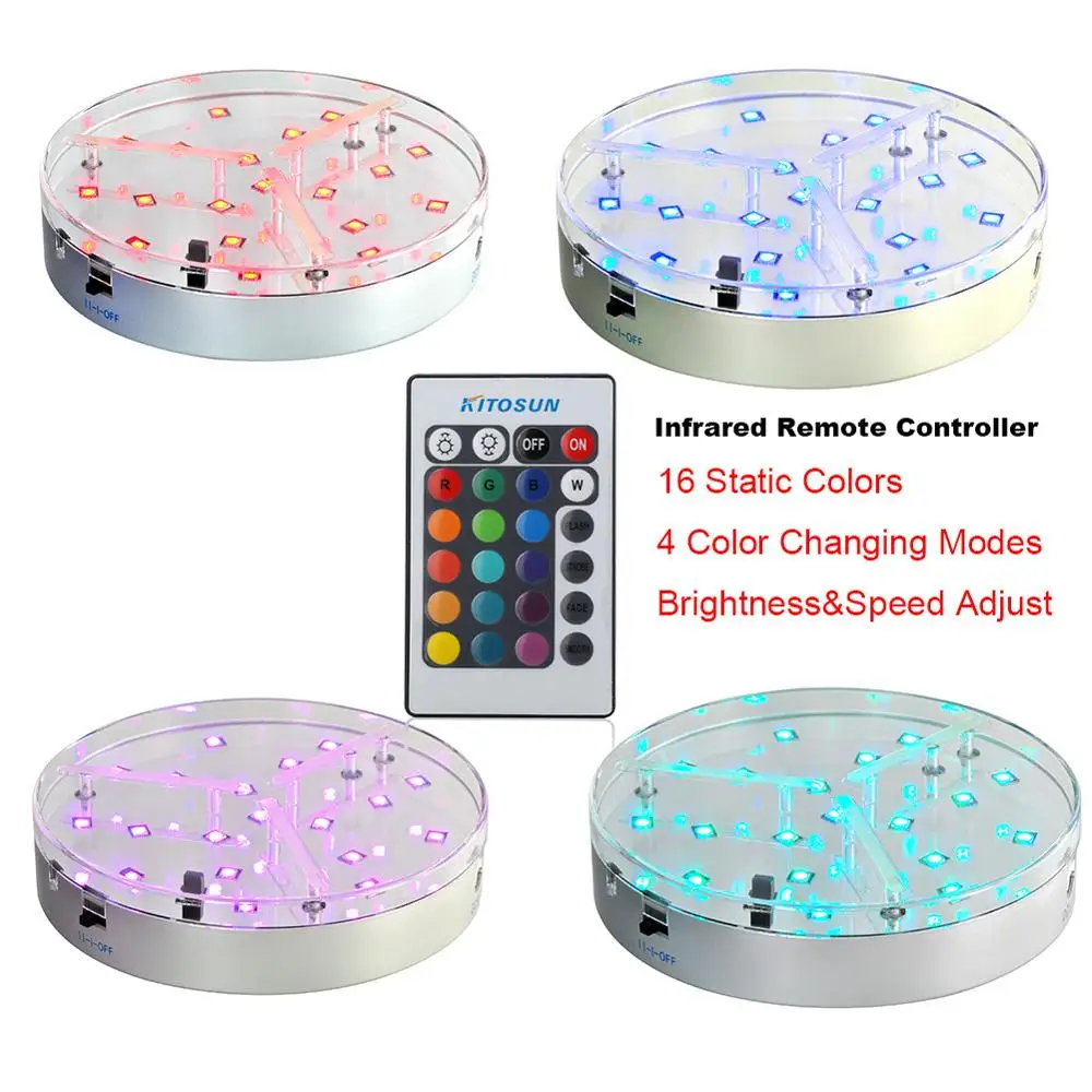 Multi-colors 6inch Led Light Base Deft Design battery operated lights with remote control Centerpieces Wedding Party Decoration