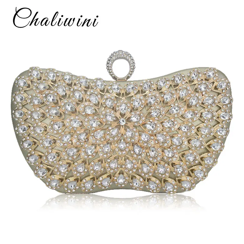 New Design Metallic colorful Diamonds Beaded Clutch Girls Wedding Purses Elegant Evening Bags Ladies Day Clutches Party Bag