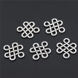 100PCS Metal Charms Silver Color Chinese Knot Connector Pendants Jewelry Findings Fit Necklaces And Bracelets Making A2310