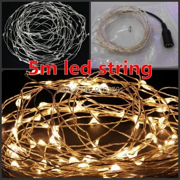 16.4ft 5m Sliver Wire warm white RGB purple cristmas LED String xmas Fairy Lights 12V christmas decoration outdoor New Year