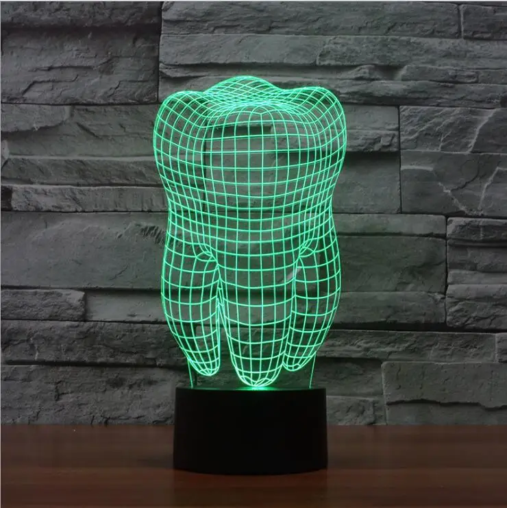 Kawaii kształt zęba 3d światło USB Illusion LED dekoracyjna lampka stołowa dotykowy dzieci nachtlampje kolorowe 3d lampy biurko prezent dentysta