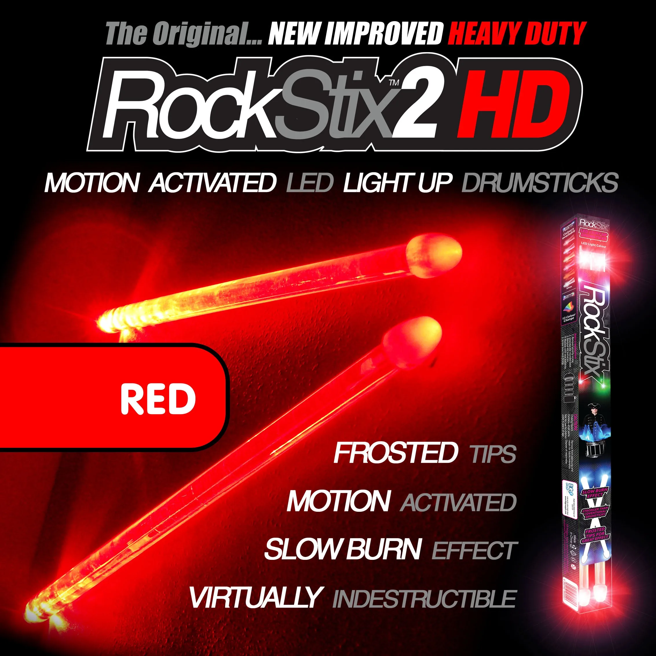 Rockstix 2 HD Bright LED Drumsticks with 7 Individual Color Available, Firestix Upgradte to RockStix