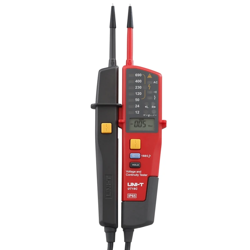 UNI-T UT18D/UT18C Voltage and Continuity Tester; IP65 waterproof / RCD test / phase position rotation test / built-in lighting