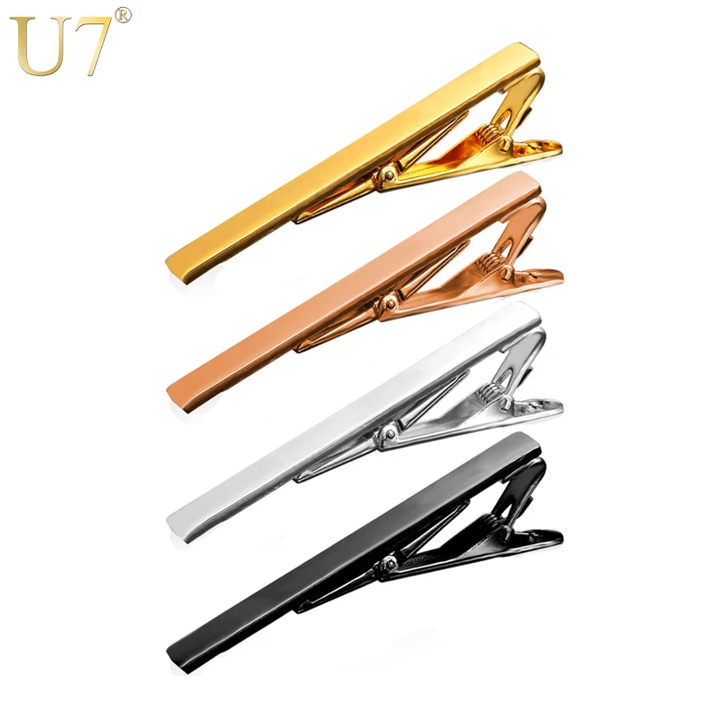 U7 Men Tie Clips for Wedding Anniversary 1 Set 4PCS Simple Style Male Business Necktie Clip Clasp Jewelry Customizable TC01 QC24