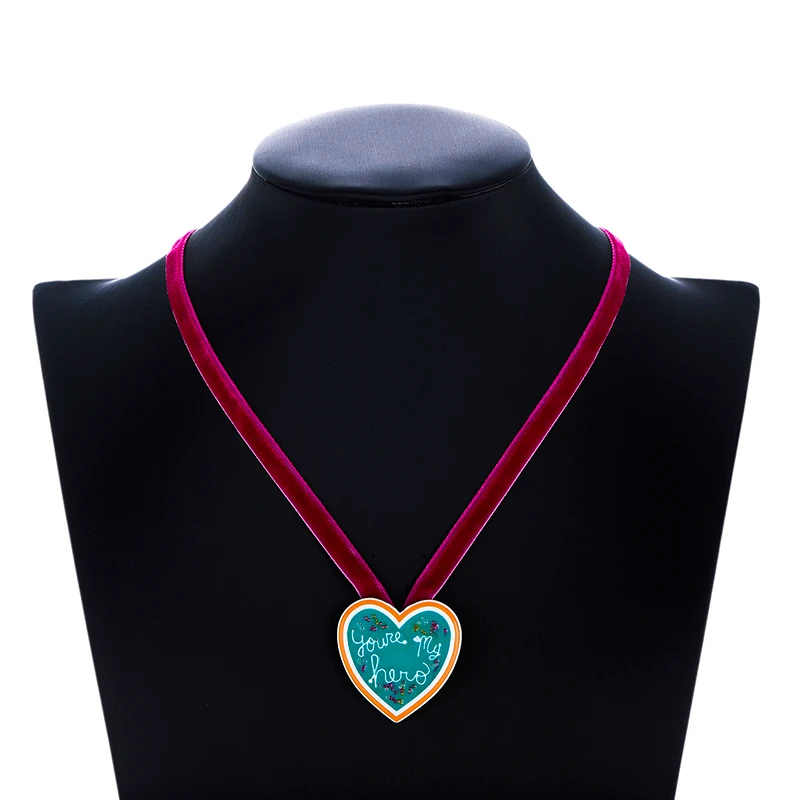 Hanreshe You Are My Hero Necklace Pendant Punk Jewelry Party Women Long Red Rope Chain Charm Choker Necklaces Name Girl Gift