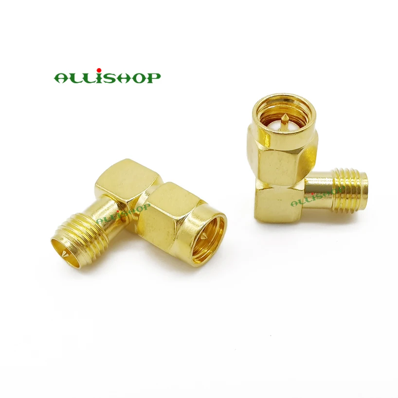 

100Pcs Gold Plated SMA Male to RP SMA Female Connector Adapter Right Angle 90 Degrees for WiFi Antenna/FPV