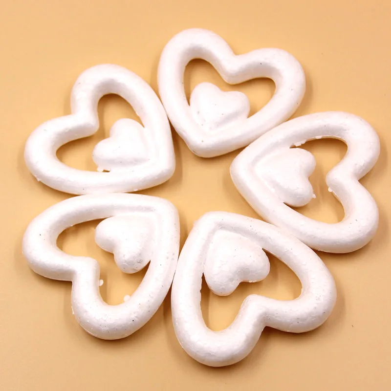 10PCS 80MM DIY White Foam Double Heart Modelling Polystyrene Styrofoam Ball For Wedding Christmas Ornaments Gifts Decorations