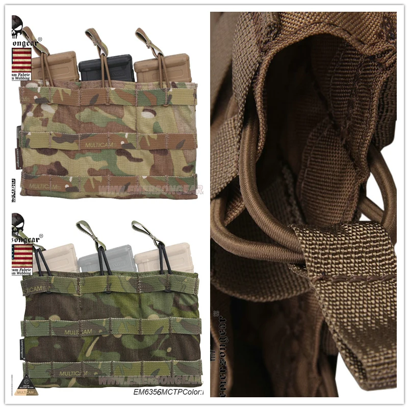 Emersongear Magazine Pouch 5.56 Triple Open Top Emerson Tactical Pouch Combat Gear EM6356 Multicam AOR1 AOR2 Coyote Brown Black