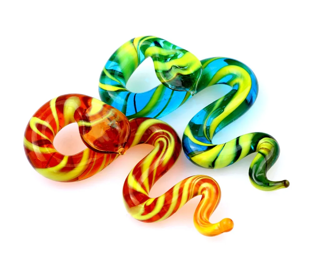 Qianbei Wholesale 6pcs Handmade Murano Lampwork Glass Mix Color Snake Pendant Fit Necklace Hot Jewelry Gift