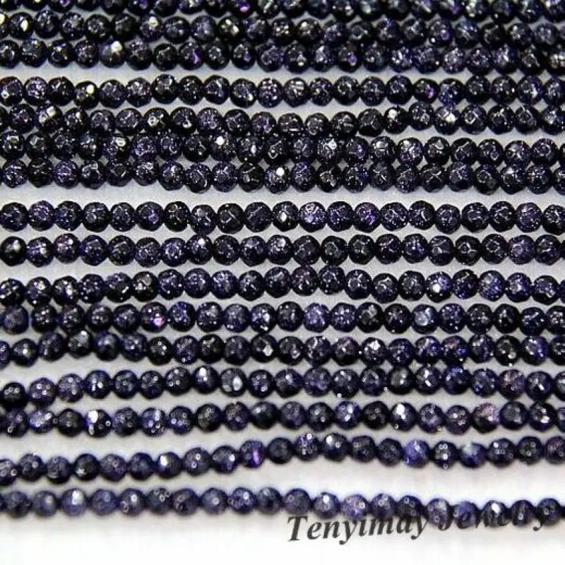 6mm Faceted Blue Sand Stone Beads Fit Bracelet, Necklace DIY Jewelry Loose Beads 5 Strands Wholesale(65pcs/strand)