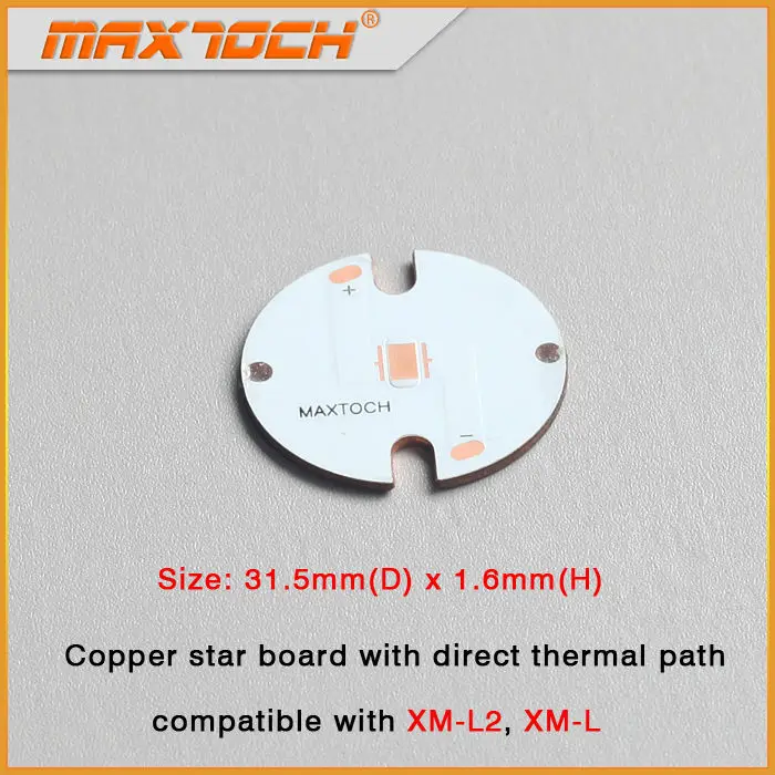 

MAXTOCH Cree XM-L2 XM-L XML2 XML 31.5mm x 1.6mm Direct Thermal Path MCPCB