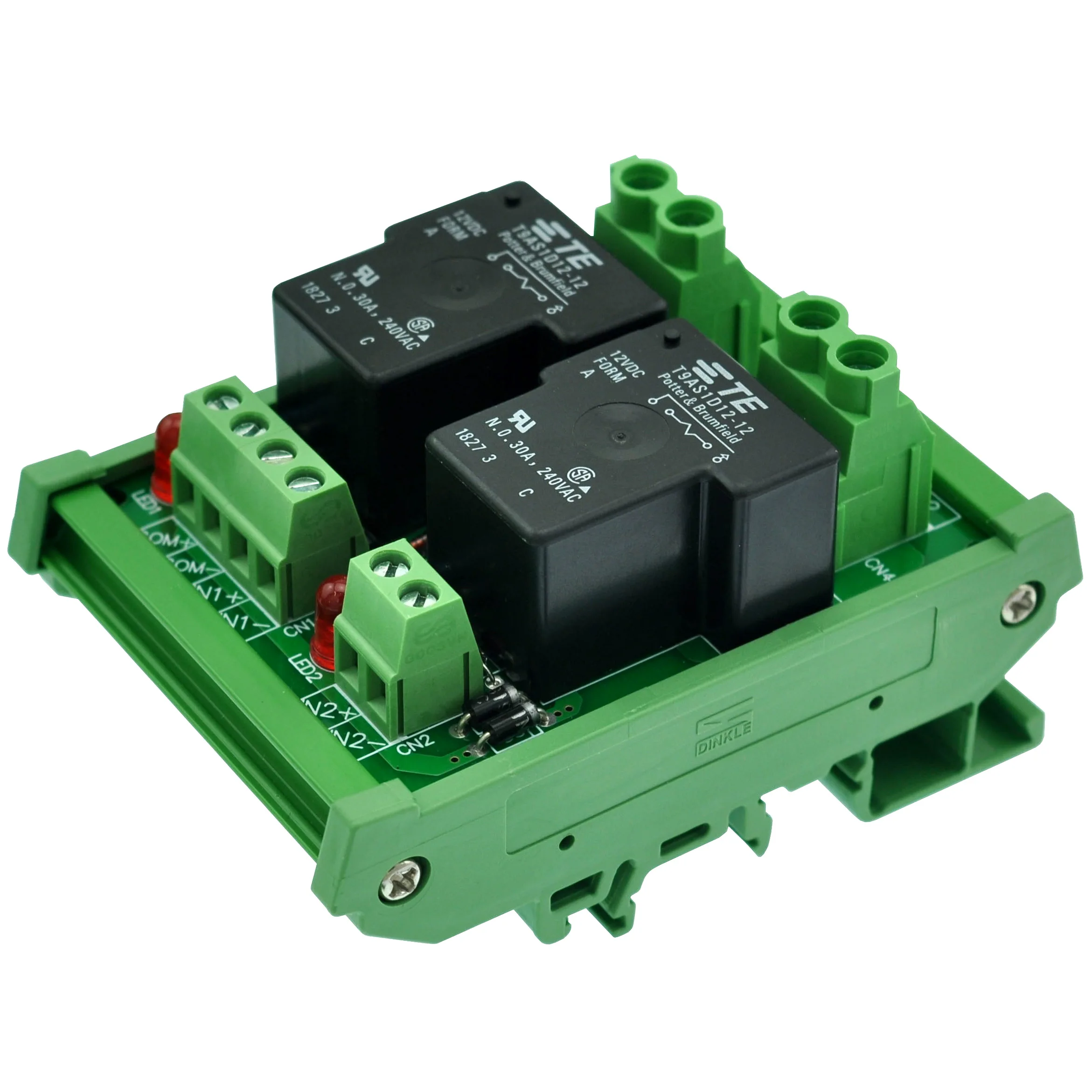 

CZH-Labs DIN Rail Mount 12V Passive 2 SPST-NO 30Amp Power Relay Module.