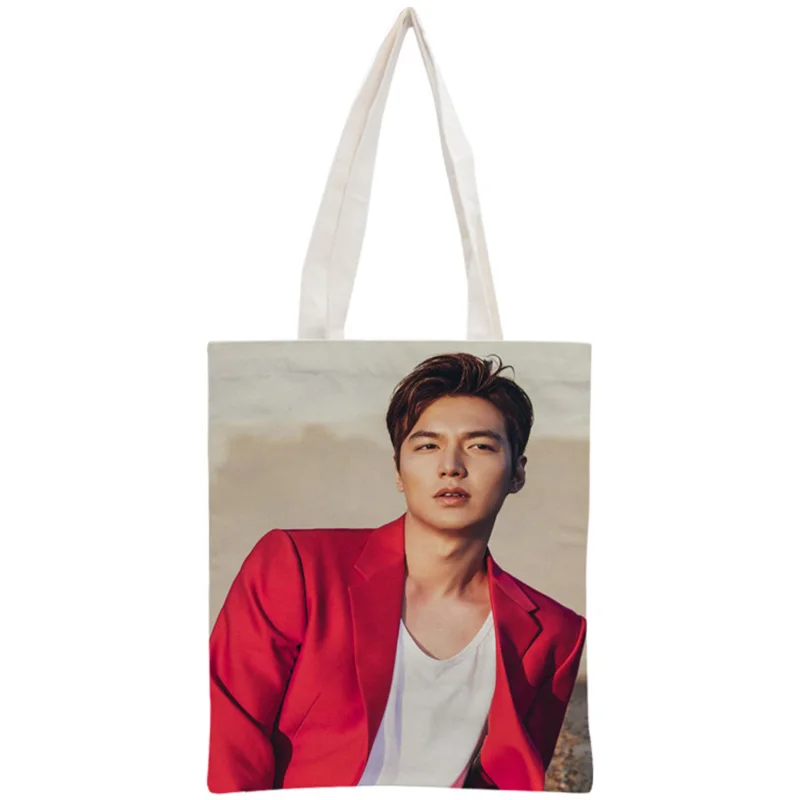 Borsa a mano personalizzata Lee Min ho borsa a mano riutilizzabile borsa a tracolla pieghevole in tela di cotone da donna