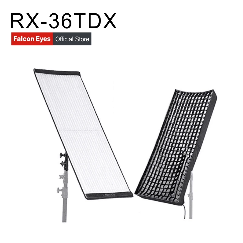 Bi-Color Flexible Rollable Cloth LED Light Studio Video Portable Lamp with Honeycomb Grid Soft Box Falconeyes RX-36TDX 250W