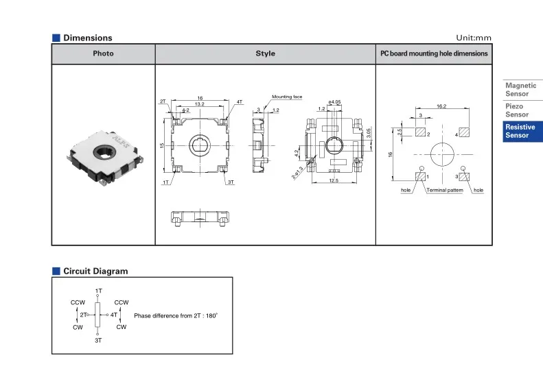 5PCS RDC803101A RDC803001A Rotary Resistance Position Sensor 360 Degrees Resistance 10K Switch