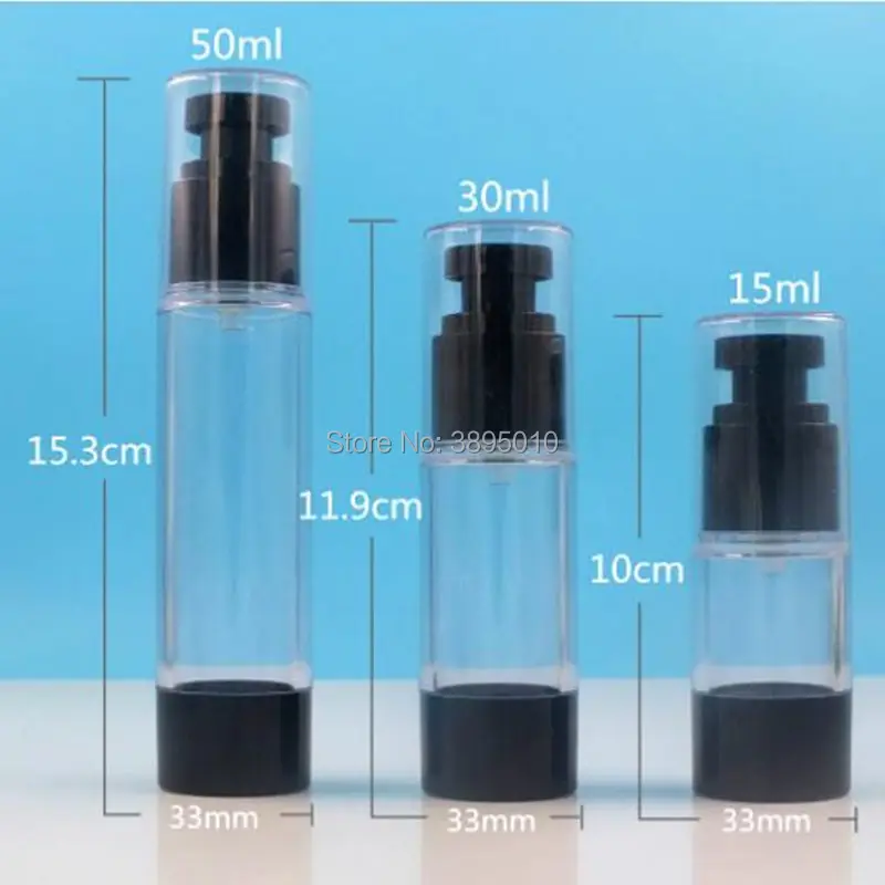 15ml 30ml 50ml Airless Vacuum Bottle Empty Plastic Refillable Perfume Toiletries Container F734