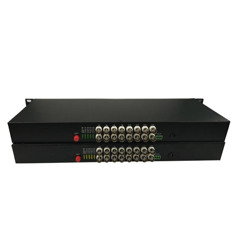 16 CH Video Fiber Optical Media Converters -16 BNC Transmitter Receiver 19'' Rack Single mode 20Km For CCTV Surveillance system