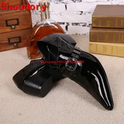 Choudory Mens patent leather black shoes pointy high heels oxford shoes for men buckle strap wedding shoes chaussure homme