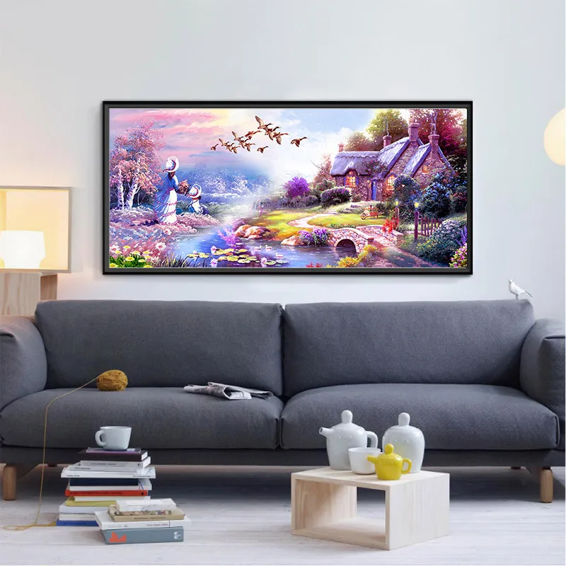 

DIY 5D распродажа Алмазная вышивка, Алмазная мозаика, полный, простой современный пейзаж, алмазная живопись, вышивка крестом, 3D, украшение, Gif