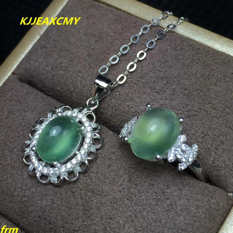 KJJEAXCMY Fine Jewelry,  925 Sterling Silver Inlay Large Grape Natural Stone Lady Ring Pendant Set