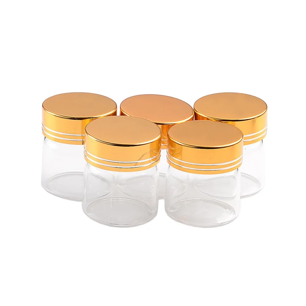 Glass Bottle 20ml 50ml 65ml 90ml Glass Storage Bottles with Golden Screw Cover Empty Sweets Vanilla Pill Food Perfume 6pcs