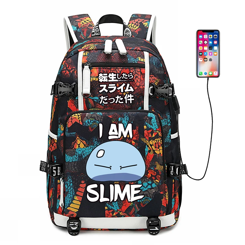 That Time I Got Reincarnated as a Slime Boys Bookbag Large Travel Backpack USB Charging Laptop Backpack Oxford Girls School Bags