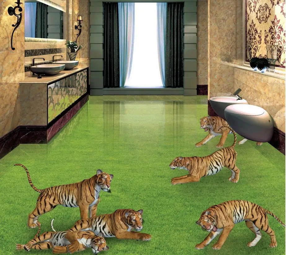 

Home Decoration animal PVC waterproof floor Custom Photo self-adhesive 3D floor Home Decoration