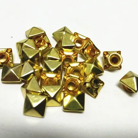 200PCS 7MM DIY Goden Square Pyramid Punk Spike Studs Spots Fashion Rivet DIY Bags Belt Craft Shipping Free