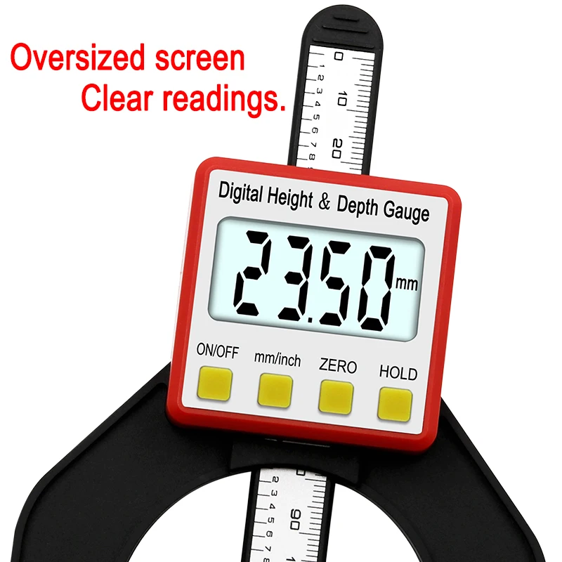 Digital Height Gauge Table Saw 80mm Depth Gauge with Three Measurement Units Locking Screw for Woodworking