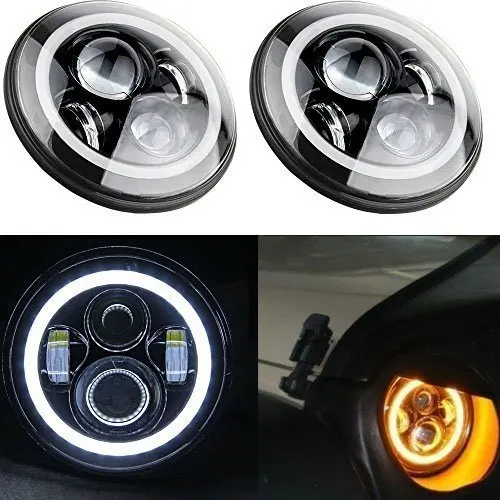 1Pair 7'' inch round LED headlight headlight CJ-7 CJ-8 replacement kit with led headlight 7inch for Jeep Wrangler