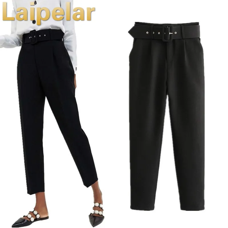 

Black high waist trousers casual pants Autumn pants suit pants Laipelar Fashion Women Pencil Pants