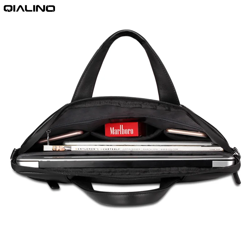 QIALINO Luxury Hight Quality Leather Briefcase for 15\