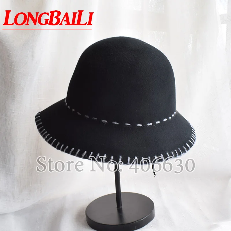 

Elegant Wool Felt Cloche Hats For Women Chapeu Feminino Fedoras Female Free Shipping ELDW034