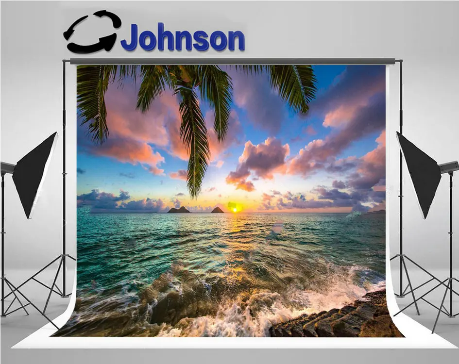 

Hawaii Lanikai Kailua Sunrise Sea Beach background High quality Computer print wedding backdrop