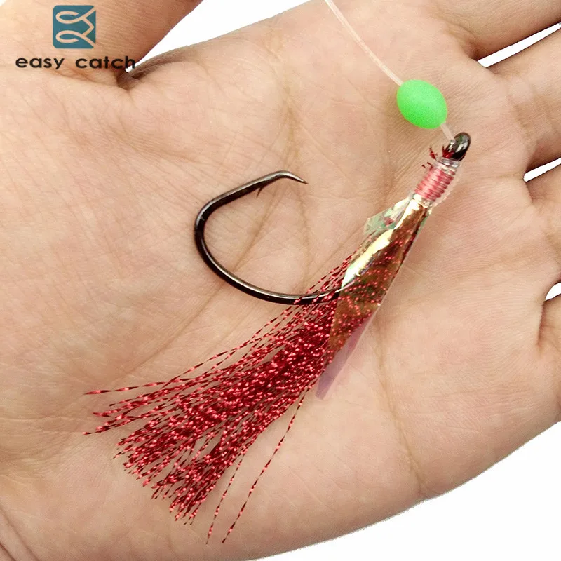 40pcs=20packs Fish Skin Flashing Bait Rigs 2 Arm Big Hooks Sea Fishing Red Flasher Bait Rigs With Barrel Swivel For Herring