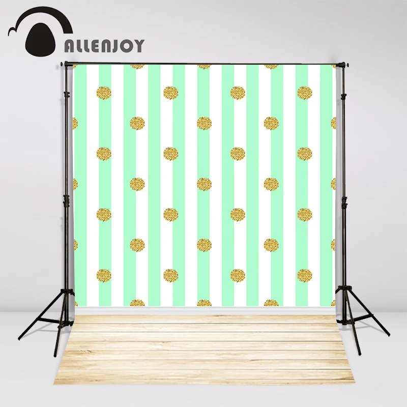 Allenjoy 사진 배경 녹색 줄무늬 골드 반점 사랑스러운 귀여운 어린이 나무 Photophone 배경, 사진 스튜디오 비닐