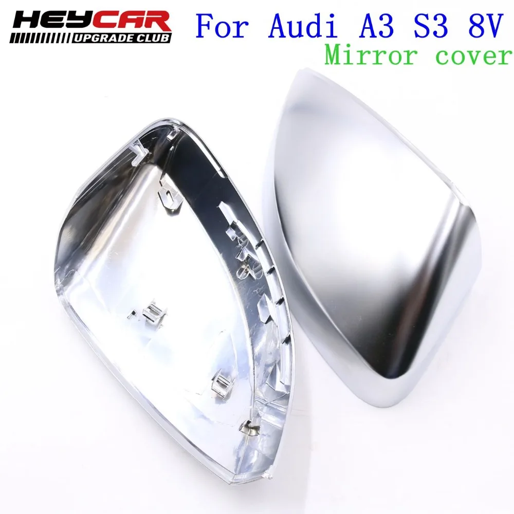 For Audi A3 S3 8V matt Silver chrome aluminum Satin finish mirror case rear view mirror cover shell