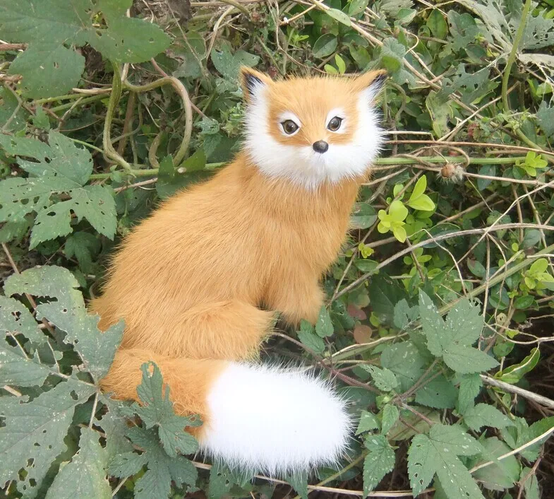 

creative Simulation sitting fox toy polyethylene&furs yellow fox model gift about 16x14x14cm y0282