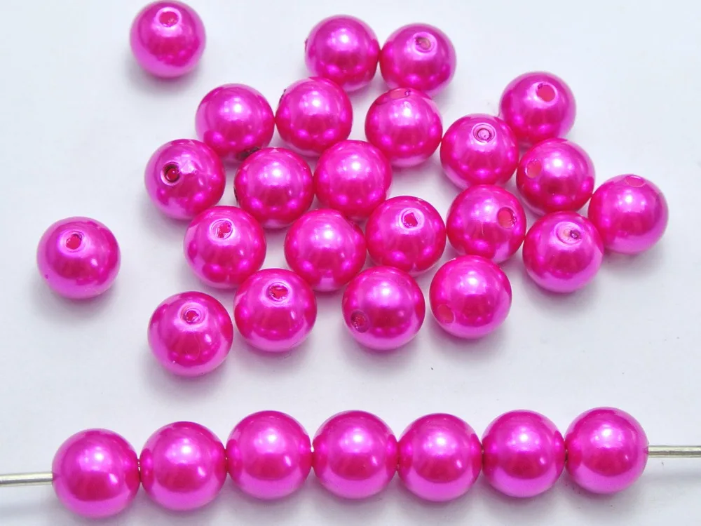 

Hot pink 100 Pcs 10mm Plastic Faux Pearl Round Beads Pink Imitation Pearl Jewelry Accessories Decoration