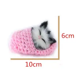 1pc Mini Lovely Simulation Sounding Shoe Kittens Cats  Plush Toy Sleeping Cats Toy Kids Appease Doll Birthday Gift Doll