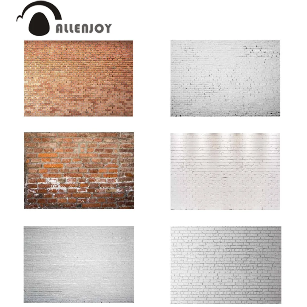 

Allenjoy white brick wall background brown color original child rural newborn party small size backdrop camera photophone vinyl