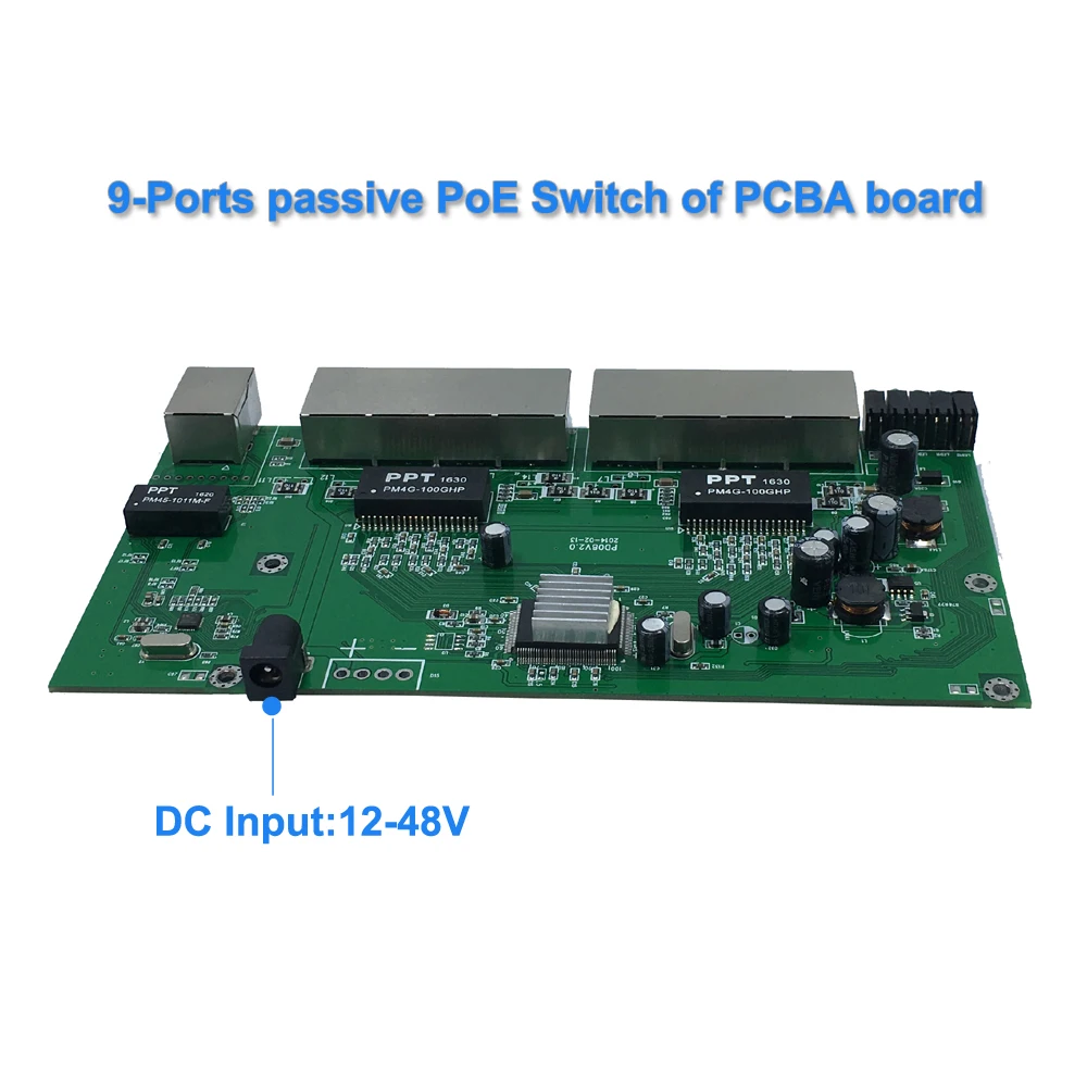 9-Ports 24V Passive POE Switch Of  PCBA Board  100M 8 port POE