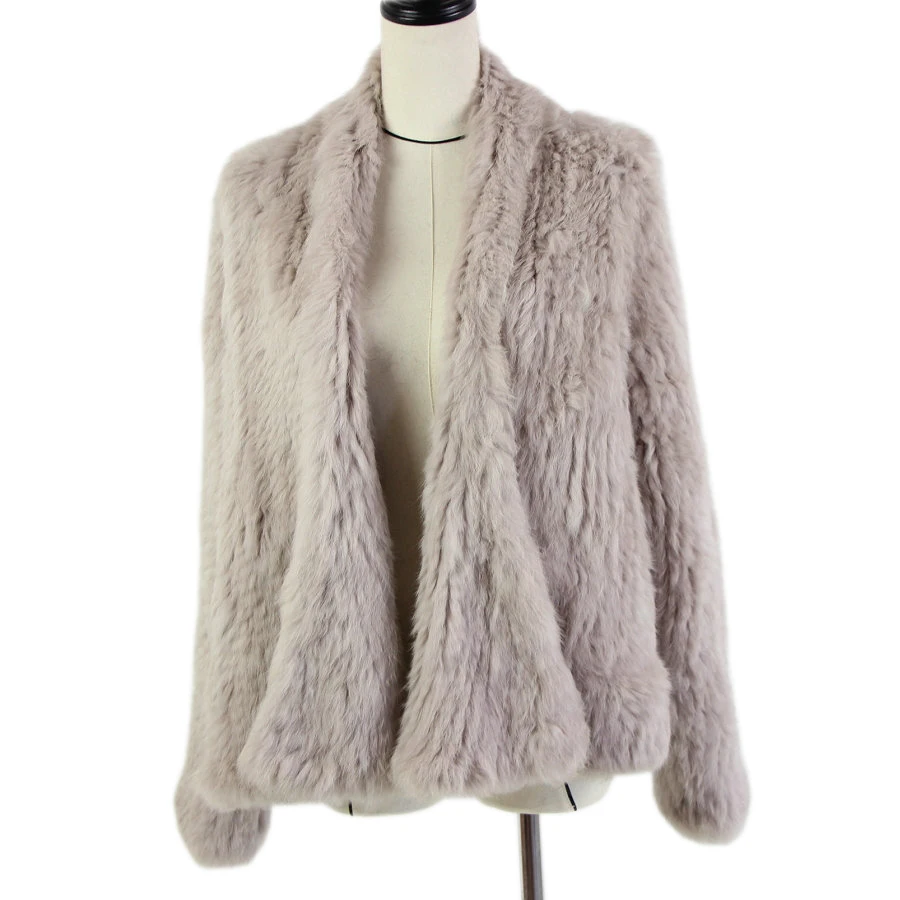 

Knitted Rabbit Fur Jackets Cardigan Outwear Women Winter long rabbit fur fashion coat