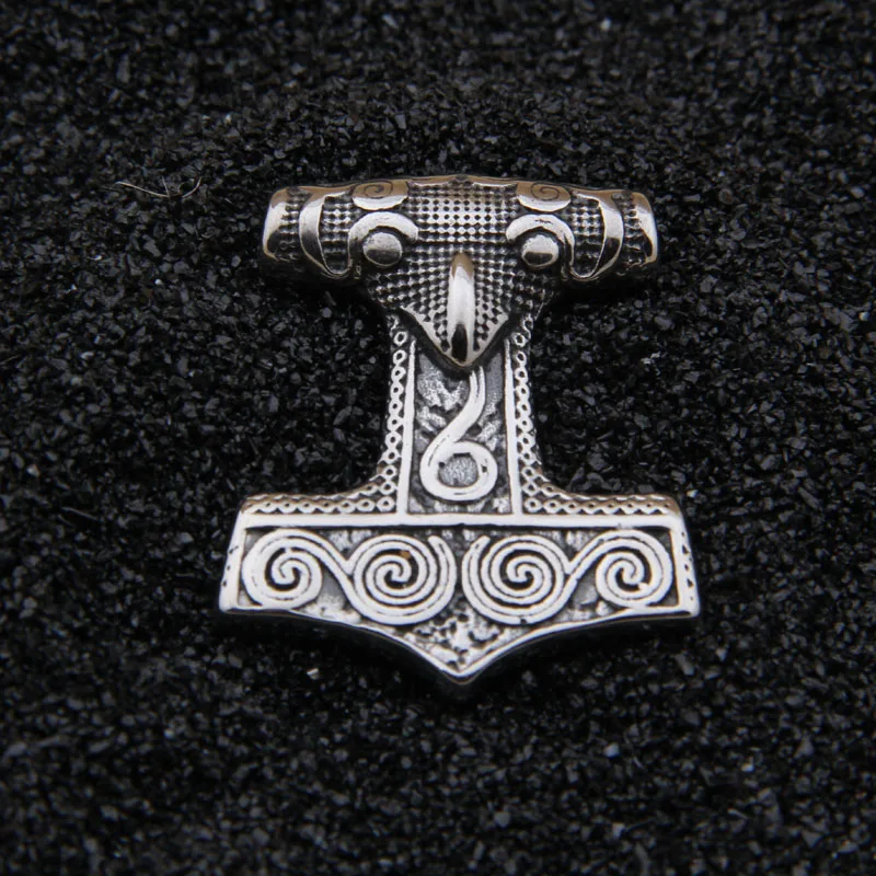 Dropshiping new arrival stainless steel Viking Raven Mjolnir thor hammer rune pendant necklace men gift