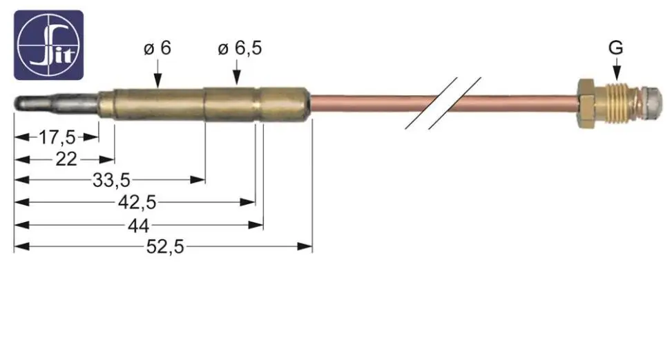 SIT Thermoelement Lange 1000mm Steckhulse  6,0(6,5)mm