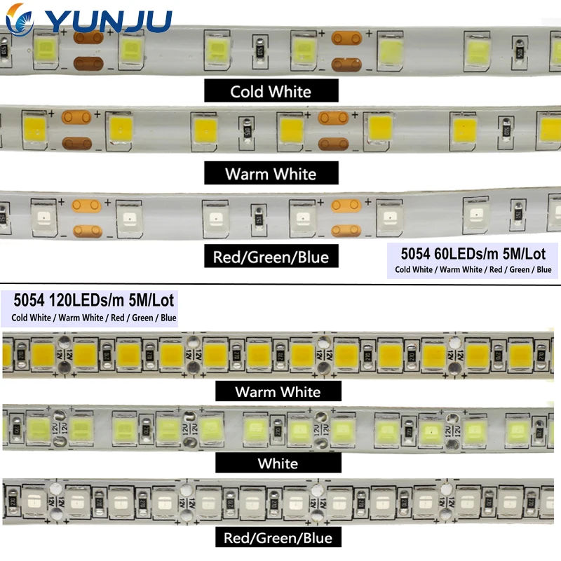 

DC 12V 5054 SMD Clip LED Strip Flexible LED Light 60leds/m 120leds/m white red green blue non-waterproof Waterproof IP65 IP67