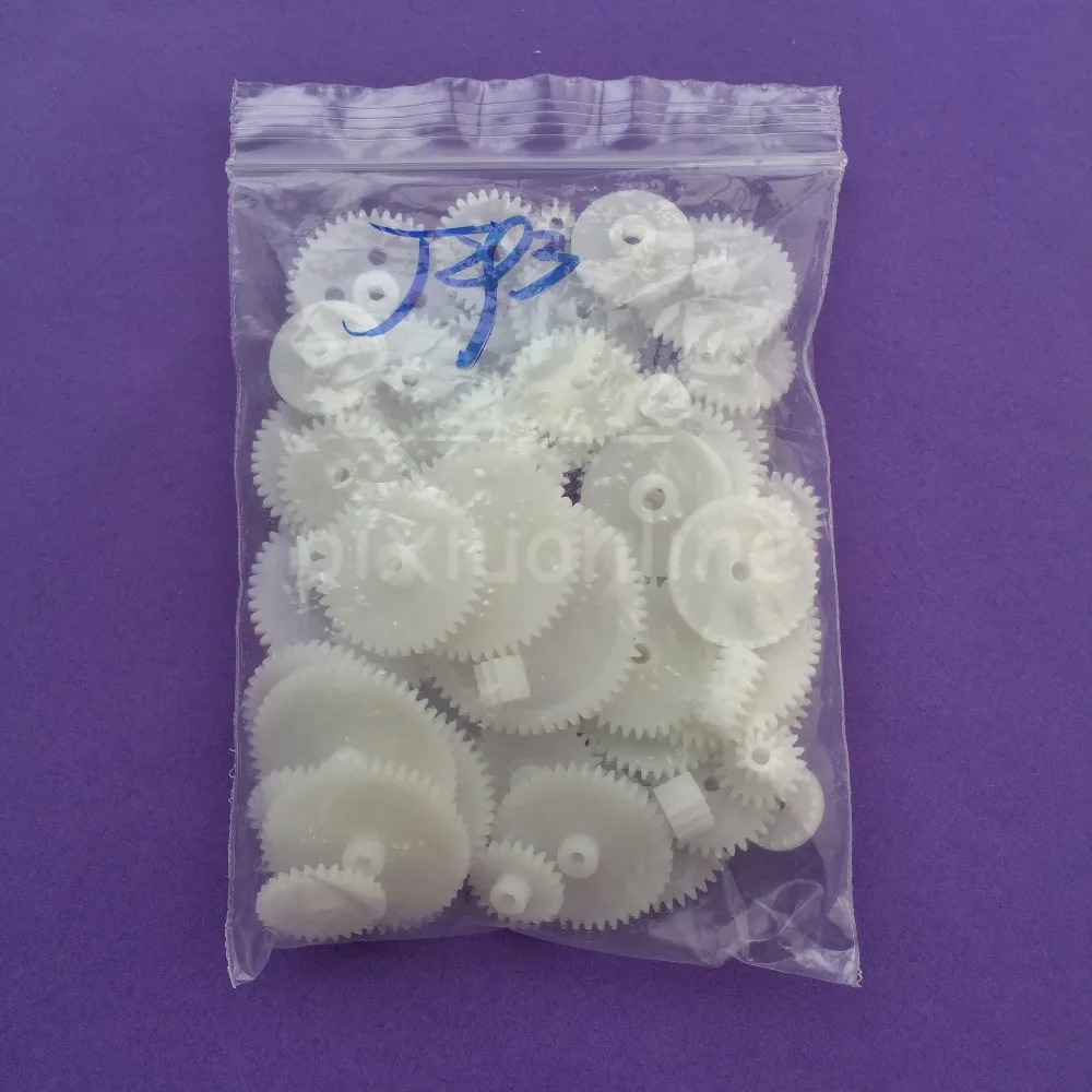 58pcs/bag J293Y Plastic 0.5 Module Gears White Micro DC Motor Toys Gears DIY Combination Parts