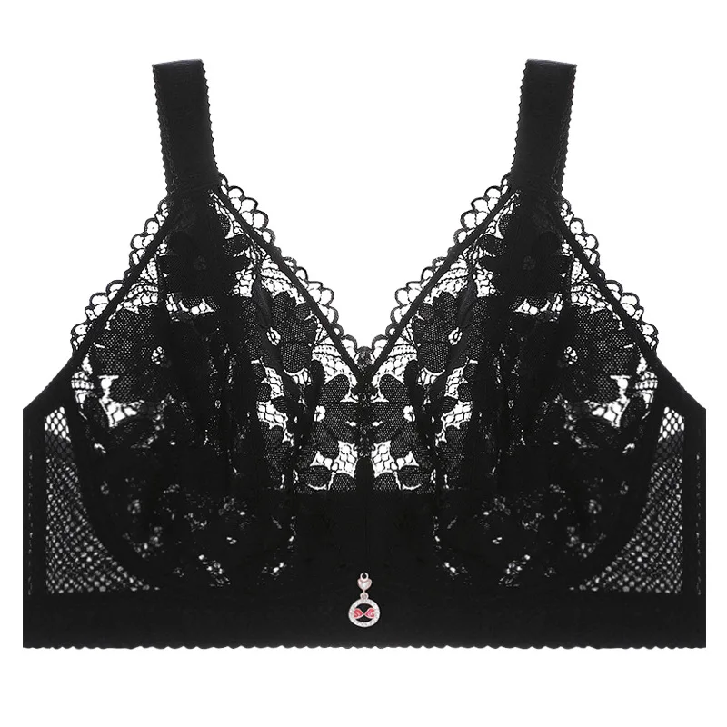 No Rims Sexy Lingeries Women Bras Big Size Plus Size 120EF 52EF Breathable Thin Hollow Crystal Cup Lace Women\'s Underwear