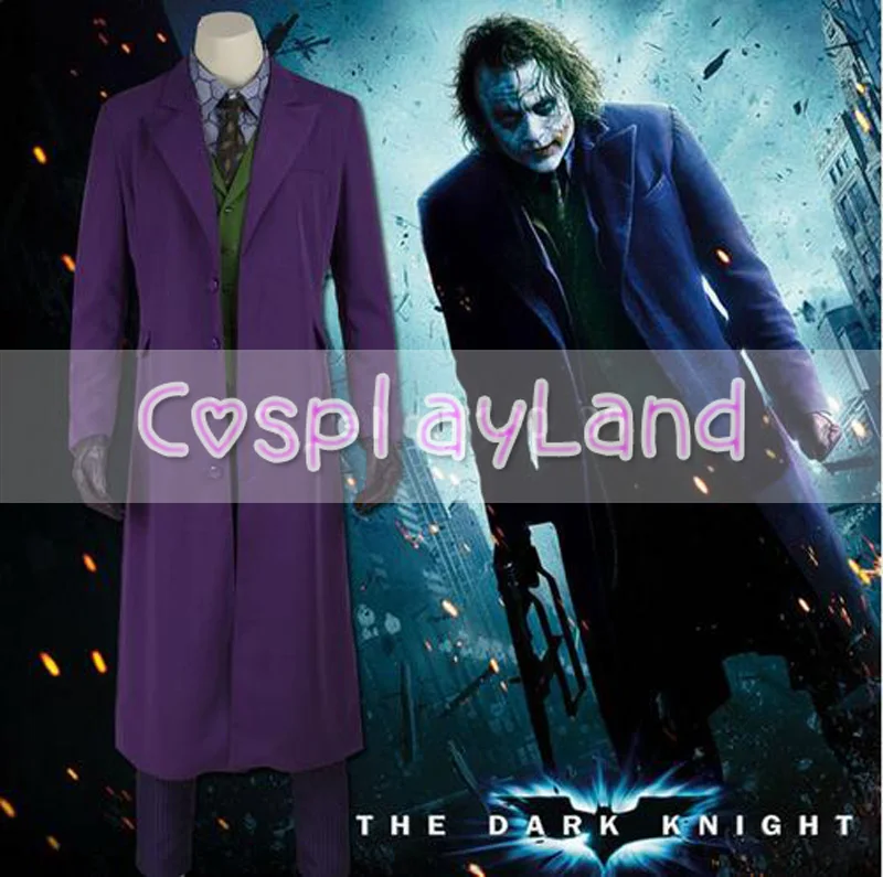 The Dark Knight Joker Costume Joker Suit Outfits Classic Halloween Cosplay Movie Hero Costume Full Set Custom Made